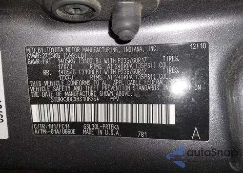 2011 Toyota Sienna Le V6 from USA, damaged, VIN 5TDKK3DCXBS106254